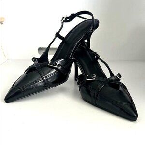 NEW Billini Black Strappy Heels Women’s Size 7 – Pointed Toe Dress Shoes